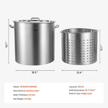 100QT Stainless Steel Stockpot Cookin Basket for Kitchen SP100QT505006S
