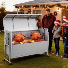 Charcoal Rotisserie Grill 38W Pig & Lamb Spit Roaster 132 LB Capacity Wheels Stainless Steel