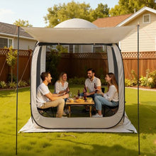 6 x 6 ft Pop-Up Screen Tent with Awning, 4–6 Person Screened Canopy Shelter with Netting Sides & Carry Bag – (Beige)