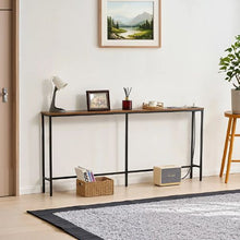 70.9" Narrow Metal Frame Console Table with Charging Station