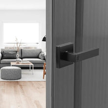 Privacy Door Handle Matte Black Reversible Door Lever with Keyless Lock 45° Turn Square Interior for Bed & Bath (Pack of 10)