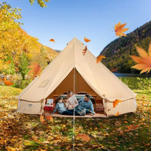 6m Canvas Bell Tent – 4 Season Yurt Tent with Stove Jack for 10 Person Camping