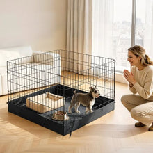 Dog Playpen 24" 4-Panel Foldable Metal Fence with Door & Pad (Black)