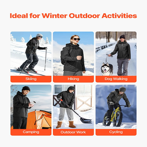 7.4V Battery Men’s Heated Jacket with Soft Shell Electric Heating Coat, 5 Heating Zones, 3 Heat Settings, Machine Washable, Size L, Black
