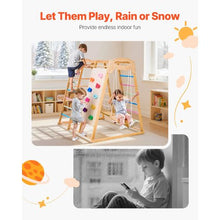 7-in-1 Wooden Indoor Playground Gym, Montessori Climbing Playset with Swing, Slide & More