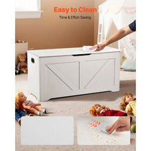Kids Wooden Storage Bench with Safety Hinge (White)