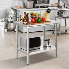 24 X 36 X 32 In Stainless Steel Work Table with 4 Wheels  for Commercial Kitchen Restaurant GZT90X60J