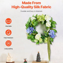 23 Inch Blue and White Green Hydrangeas Roses Year Round Artificial Decorative Wreath WA53361