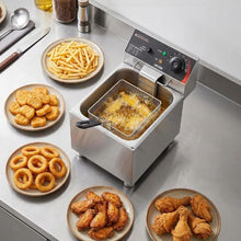 Commercial Electric Deep Fryer 1750W 12.15Qt Stainless Steel Fryer with Basket Lid & Temp Control (Silver)