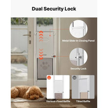 91 to 96 In Dog Door for Sliding Glass Door and Adjustable Height with Metal Rotating Hinges Lock Design for Renters