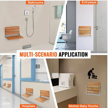 Folding Oak Shower Seat Wall-Mounted 440 LB Capacity