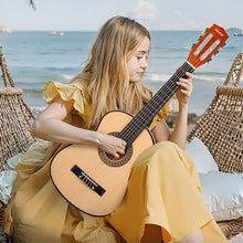 30 Inch Classical Guitar Starter Kit with Gig Bag Tuner Capo & Accessories (Natural)