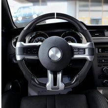 Ford Mustang Steering Wheel 2010–2014 Carbon Fiber Flat-Bottom Design Non-Slip Leather Grip (Black)