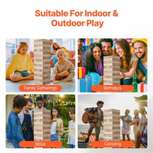 Tumbling Timber Toy, 54-Piece Wooden Stacking Game with Carry Bag & Scoreboard, Indoor/Outdoor Fun