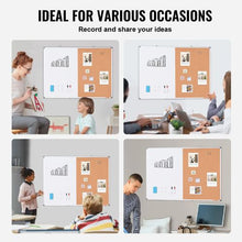 48" x 36" Whiteboard & Cork Board Combo with Aluminum Frame – 2-in-1 Magnetic for School Home Office