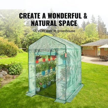 4.7 x 4.7 x 6.5' Ft High Strength PE Cover with Zipper Door and Steel Frame Walk-in Green House with Shelves