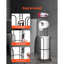 3-in-1 Free-Standing Toilet Paper Holder with Shelf (Matte Black)