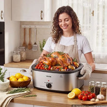 22QT Electric Roaster Oven 1450W Metal Self-Basting Lid Defrost & Warm Functions Removable Pan & Rack