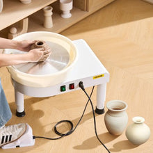 Pottery Wheel 14" Ceramic Forming Machine 60–300 RPM Foot Pedal Detachable Basin (White)