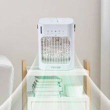 Portable Evaporative Air Cooler 4-in-1 Mini Air Conditione 3-Speed 700ml Water Tank 7H Timer 7-Color Light Desk AC Fan