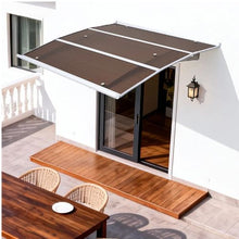 37" x 47" Door Awning Canopy Polycarbonate Front Door Cover Rain & UV Protection (Brown)