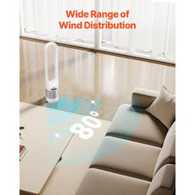 Bladeless Tower Fan, 15.4ft/s Velocity, 80° Oscillation, 8 Speeds, H13 HEPA Filtration, Remote Control & Air Purification Mode