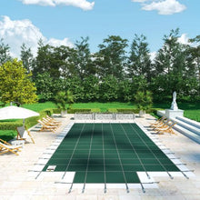 20x40 ft Pool Safety Cover with 4x10 ft Center End Step Mesh Winter Cover (Green)