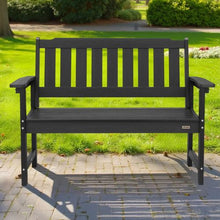 50.5-Inch Outdoor Bench 800 lbs Capacity Weatherproof Plastic Frame with Backrest and Armrests – Ideal for Patio Garden Yard Black