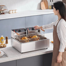 Commercial Deep Fryer 3000W Electric Turkey Fryer 18Qt/17L Stainless Steel with 3 Baskets (Silver)