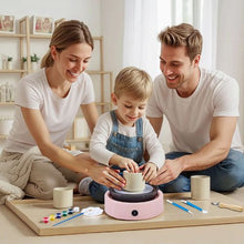 Mini Pottery Wheel 6" Turntable Forward/Reverse Rotation Adjustable Speed Electric Clay Wheel (Pink)