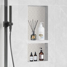 16 x 32 Inch Shower Niche Tile-Ready Double Shelf (Black)