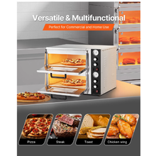 18" Double-Deck Electric Pizza Oven 842°F Dual Temp Control & Timer