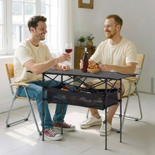 Portable Roll Up Camping Table – Adjustable Aluminum Outdoor Table with Storage & Carry Bag (Black)