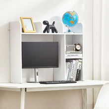 Wood Desktop Bookshelf 2-Tier Organizer with Anti-Slip Feet (White)