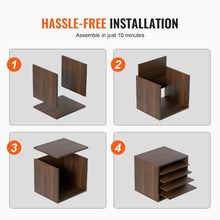 5-Compartment Wooden Literature Organizer with Adjustable Shelves Office & Home Storage EPA Certified (Brown)