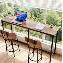 53" Kitchen Bar Table – Tall Dining Table with Rounded Edges – High Top for Balcony & Living Room (Light Brown & Black)