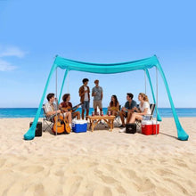 10 x 10 ft Beach Tent Sun Shelter UPF50+ Sun Protection 6.6 ft Tall with Sandbags for Family Outings Camping (Green)