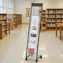 6 Pocket Narrow Literature Display Stand with Wheels HS-Z19