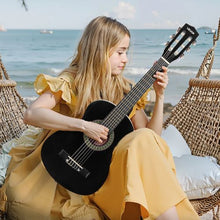 30 Inch Classical Guitar Starter Kit Black Basswood Guitar with Gig Bag & Accessories