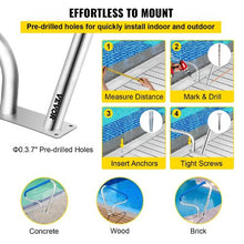 48 x 36 In Stainless Steel Pool Rail 250 lb Capacity Blue Grip Cover (Silver)