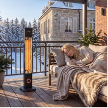 Infrared Heater 1500W Electric Space Heater 8 Heat Settings Remote 8H Timer (Black)