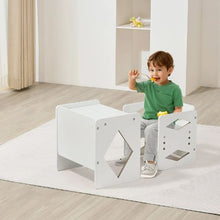Kids Montessori Table and Chair Set Adjustable Height (White)