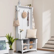 32" Hall Tree Entryway Bench with Coat Rack Shoe Storage 4 Drawers Adjustable Shelves & 5 Hooks for Mudroom Entryway & Hallway