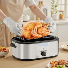 24QT Electric Roaster Oven 3-Bin Buffet Server Self-Basting Lid Defrost & Warm Functions