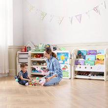 Kids Toy Storage Organizer with Bookshelf & Drawing Board