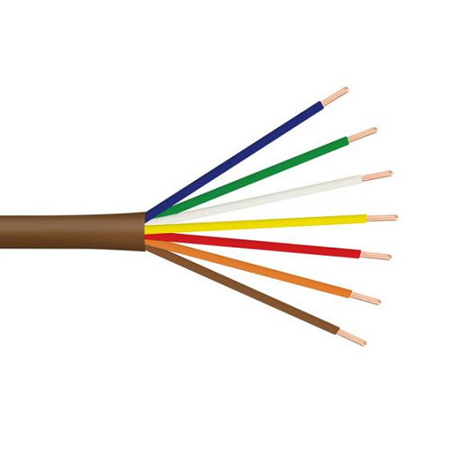 18 AWG 7C Bare Copper Unshielded Brown PVC 300V Low Voltage Type CM-CL2 Thermostat Cable