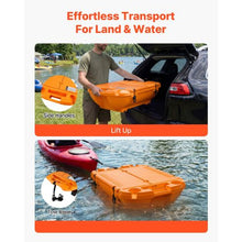 40 QT Floating Cooler with Dry Storage & Tow Rope Floating Ice Chest Orange