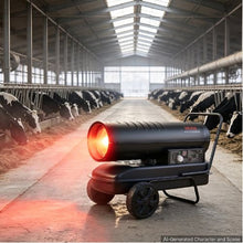 Forced Air Kerosene Heater 125,000 BTU Diesel Torpedo Heater Portable with Wheels & Thermostat (Black)