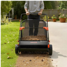 30-Inch Push Lawn Sweeper 12 Cu. Ft. Hopper Adjustable Brushes Rubber Wheels Leaf Collector