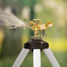 Impact Tripod Sprinkler Brass 360° Irrigation Sprinkler with Adjustable Height & 3/4" Connector for Yard (Gray)